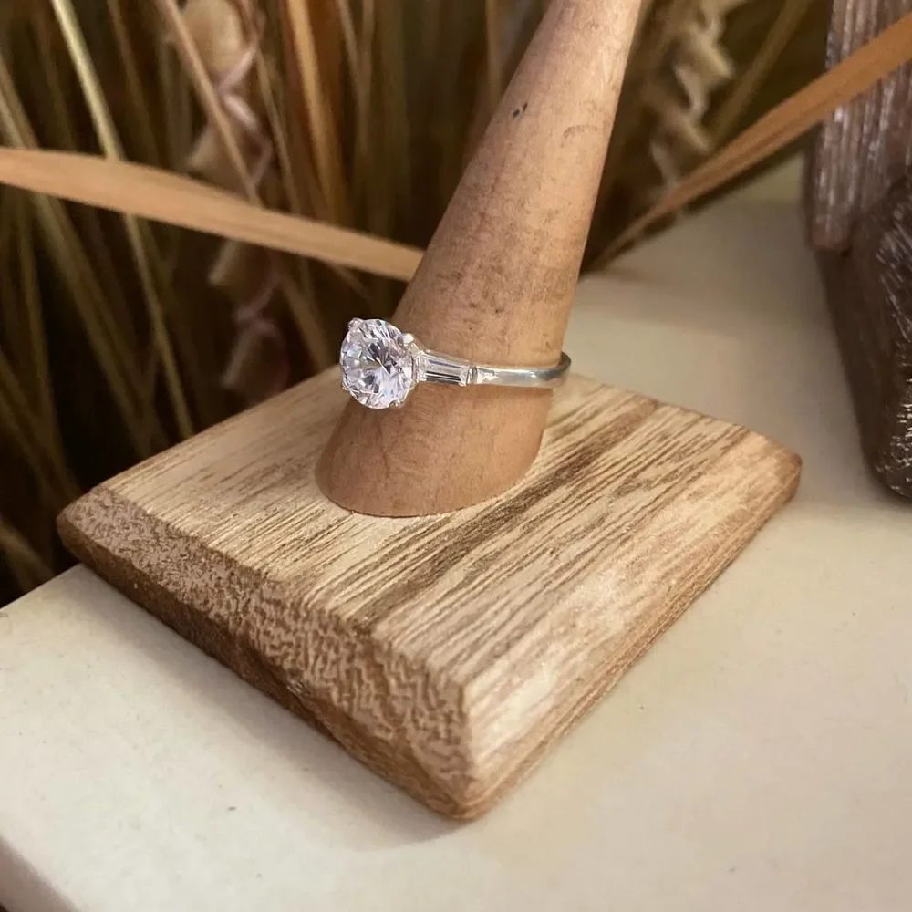 Sterling Silver CZ Engagement Ring Size 10